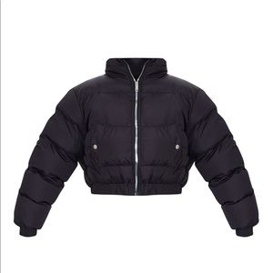 Pretty little thing black cropped elastic hem bubble puffer jacket brand new!